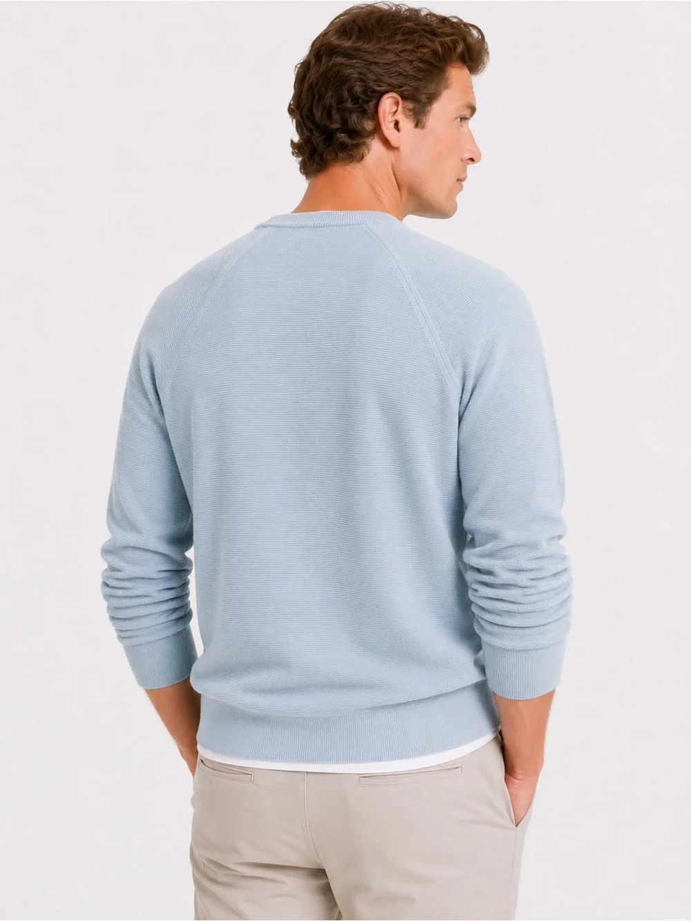 J.Crew Textured Cotton Crewneck Sweater Heather Light Blue NWT Size Small Knit